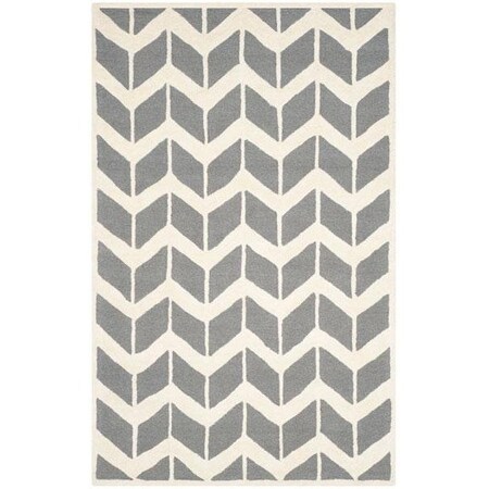 Safavieh Cambridge Hand Tufted Rectangle Rug- Dark Grey - Ivory- 2 ft. 6 in. x 8 ft. CAM718D-28